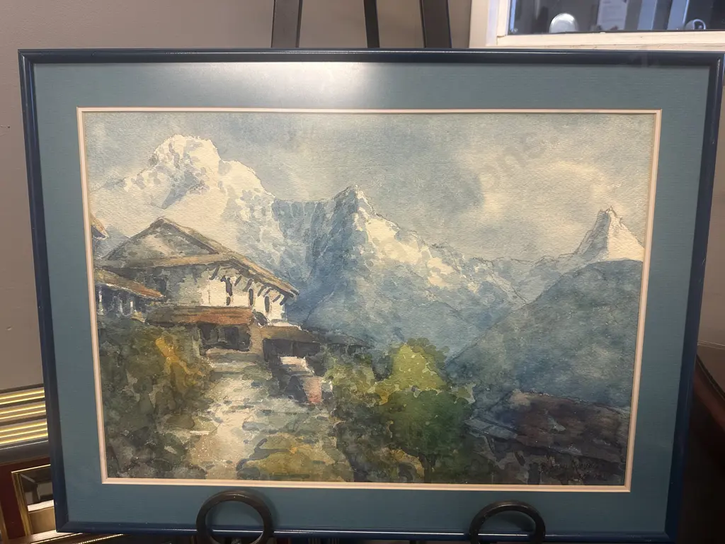 Framed Watercolour Signed. 118.5 x 65cm Image 1++