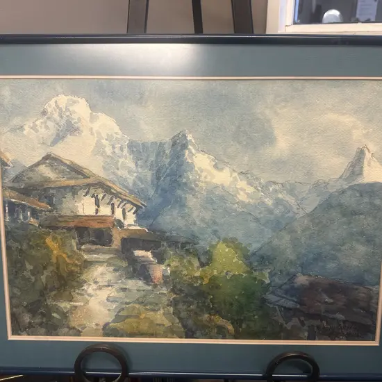 Framed Watercolour Signed. 118.5 x 65cm