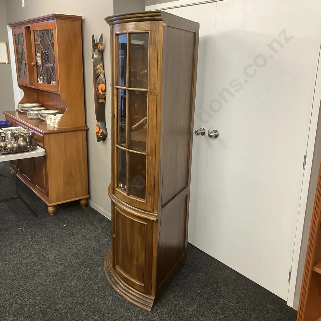 Teak Corner China Display Cabinet. H185 W90 D64cm (Bottom Doors As Found) Image 1++