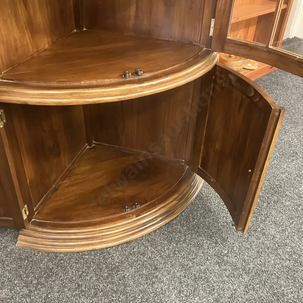 Teak Corner China Display Cabinet. H185 W90 D64cm (Bottom Doors As Found) Image 1++