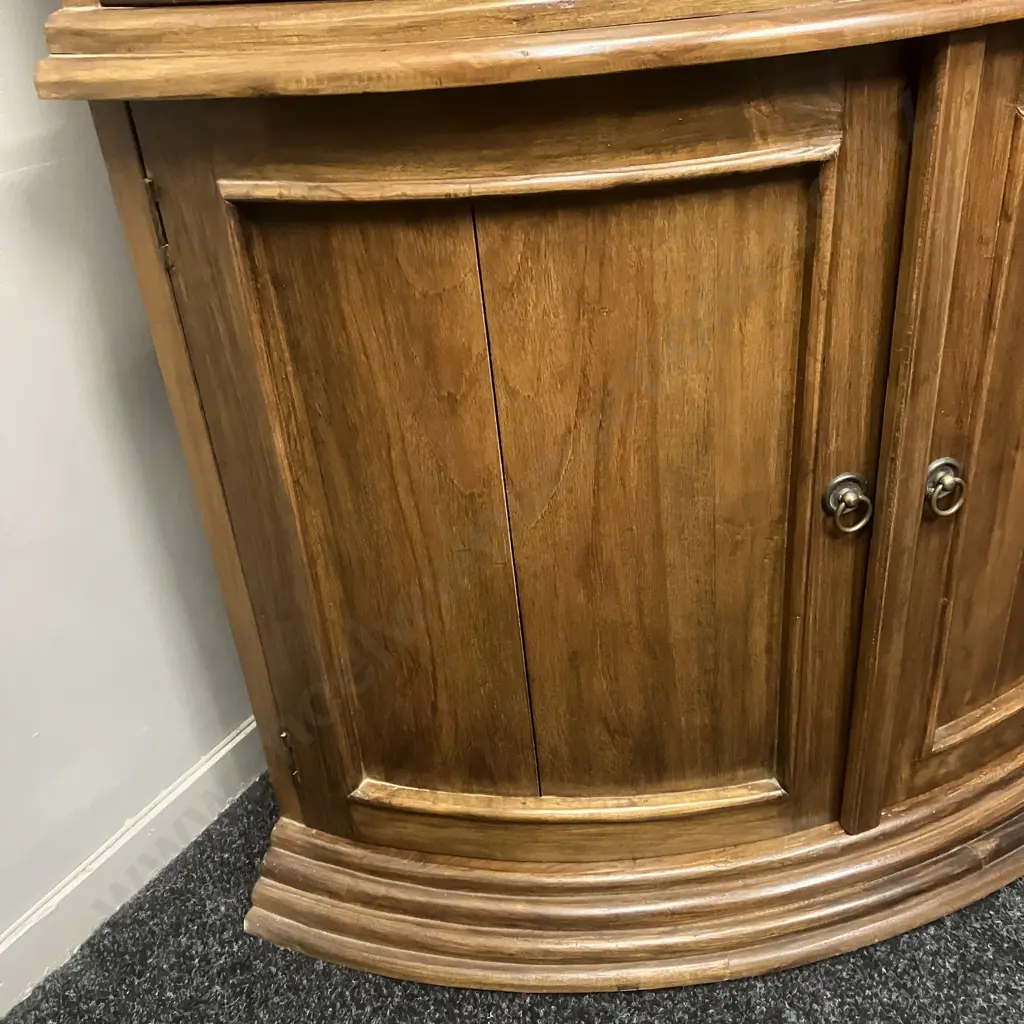 Teak Corner China Display Cabinet. H185 W90 D64cm (Bottom Doors As Found) Image 1++