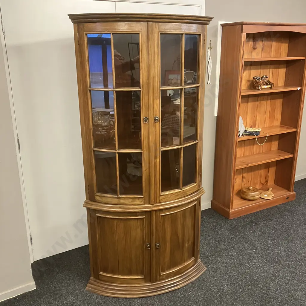 Teak Corner China Display Cabinet. H185 W90 D64cm (Bottom Doors As Found) Image 1++