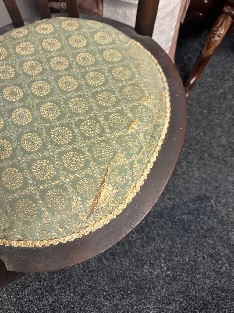 Antique Bow Back Tub Chair Upholstered Seat (af) Image 1++