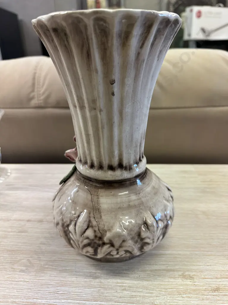 Vintage Italian Porcelain Capodimonte Rose Vase H24cm. Image 1++