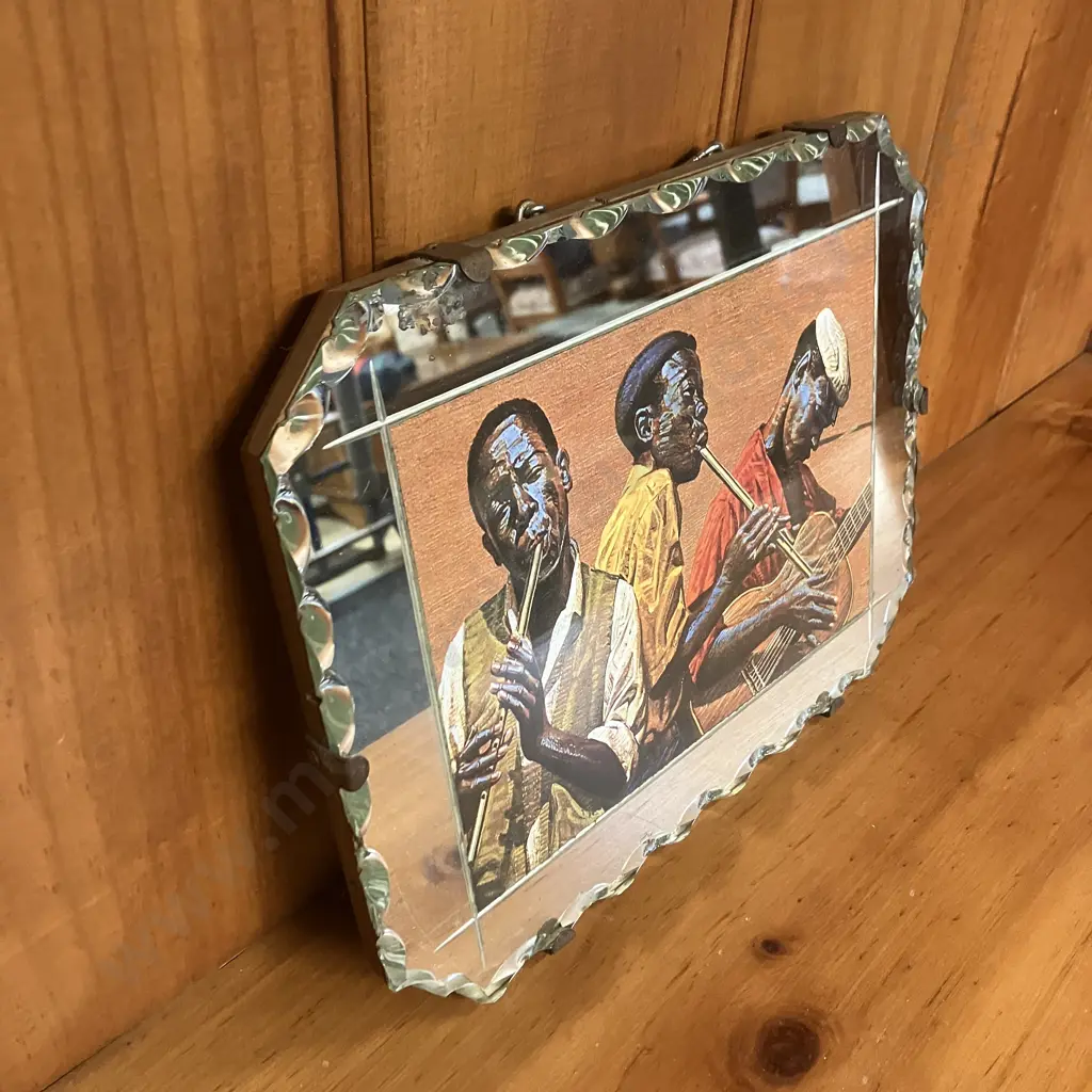 Vintage 1960s Vladimir Tretchikoff "Penny Whistlers" Picture Mirror. 20 x 25.5cm Image 1++