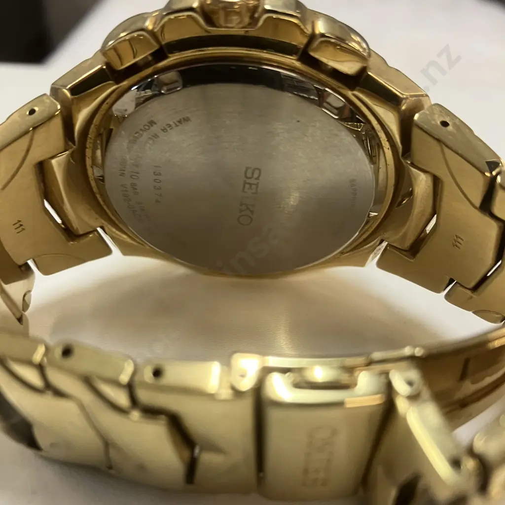 Seiko Coutura Solar V192-0AC0 Gold Toned Chronograph Date Mens Watch Image 1++