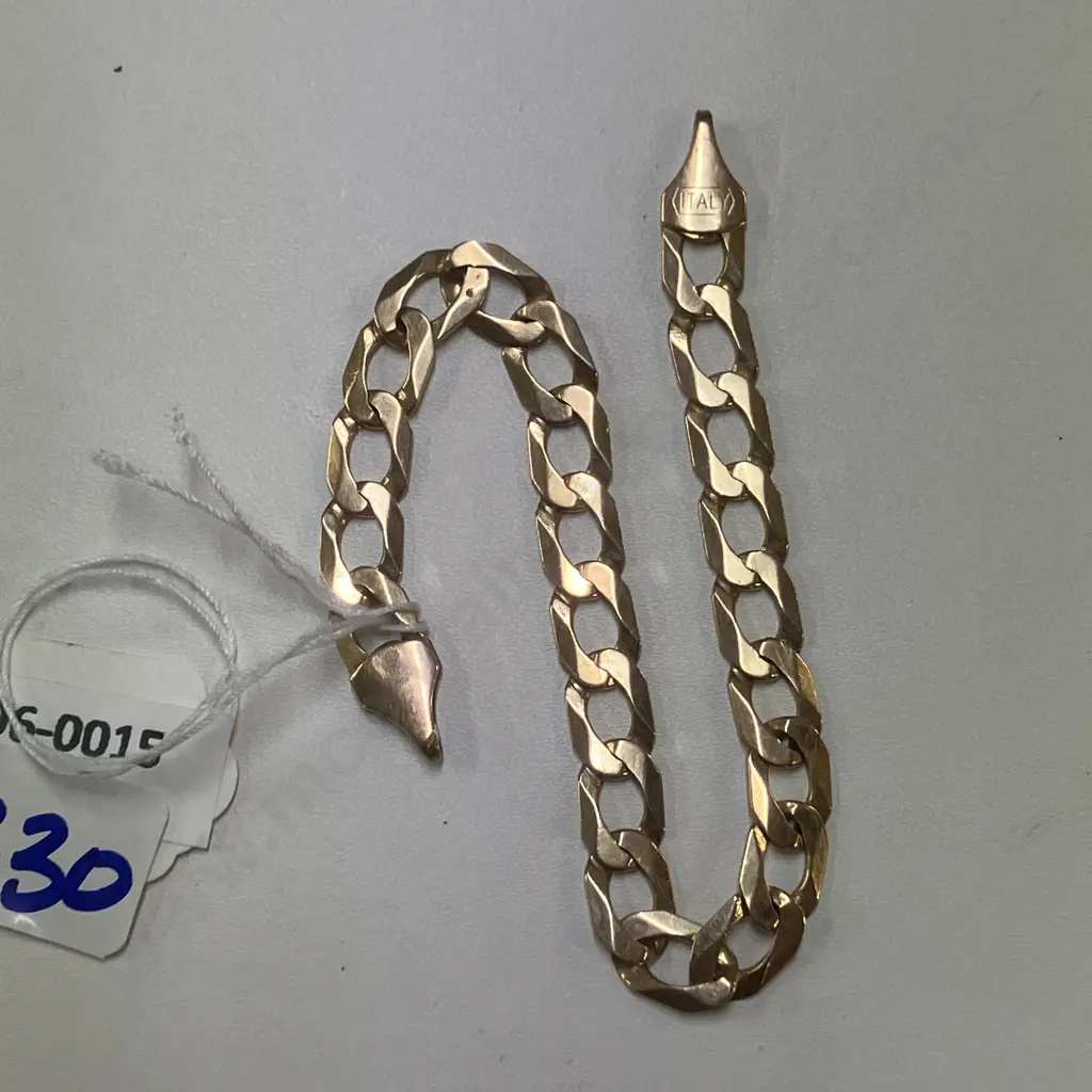 9ct Gold Cuban Link Bracelet Stamped Italy 375 Image 1++