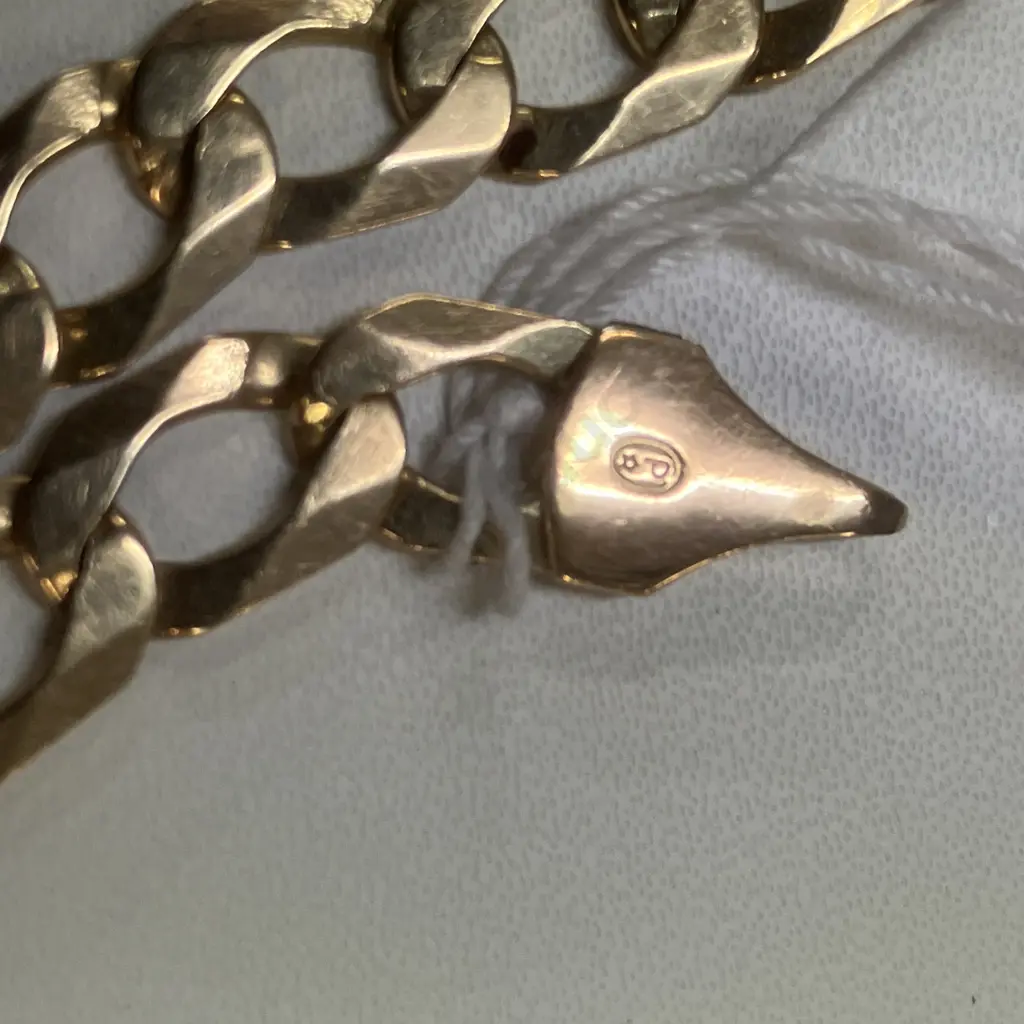 9ct Gold Cuban Link Bracelet Stamped Italy 375 Image 1++