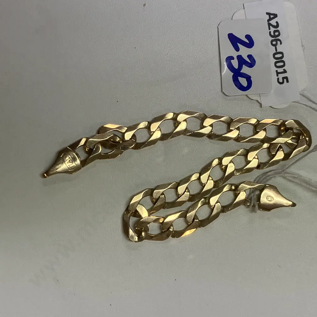 9ct Gold Cuban Link Bracelet Stamped Italy 375 Image 1++