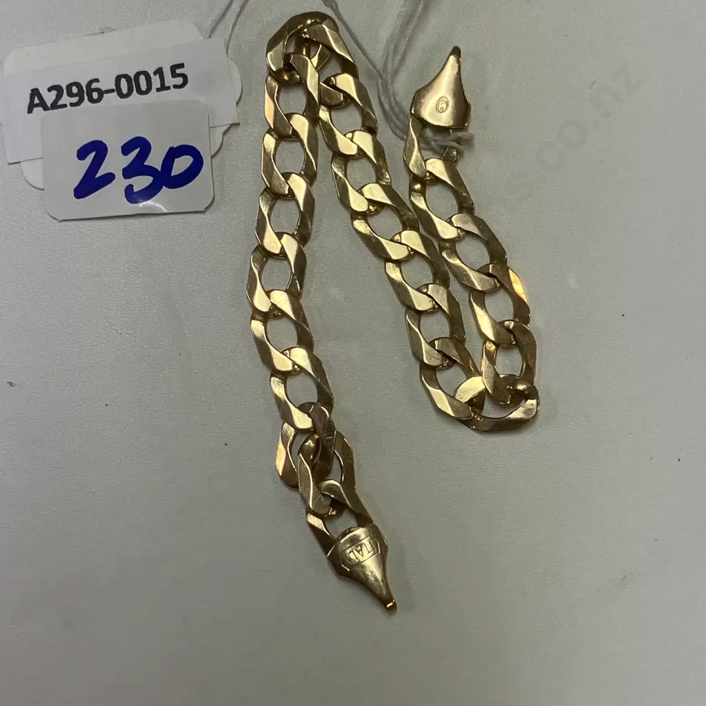 9ct Gold Cuban Link Bracelet Stamped Italy 375 Image 1++