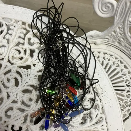 Gem Type Pendants On Plaited Cords