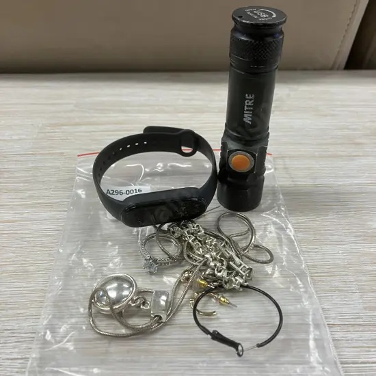 Assorted Jewellery, MI Smart Watch. LED Torch