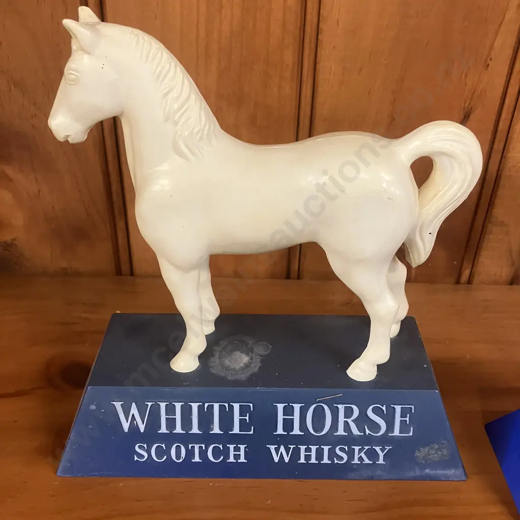 Pair of Vintage White Horse Scotch Whiskey Display Statues. H22 & 13cm Image 1++