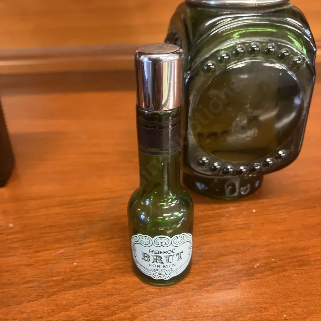 Vintage Avon Bottles - Domino Decanter, Phili Derringer, 1876 Mason Works Train, Ships Lantern & Faberge Brut Bottle Image 1++