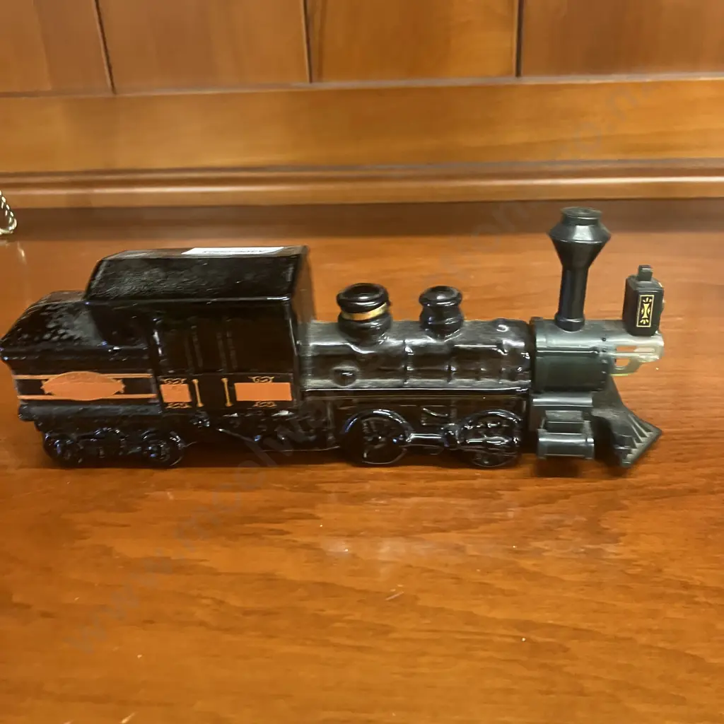 Vintage Avon Bottles - Domino Decanter, Phili Derringer, 1876 Mason Works Train, Ships Lantern & Faberge Brut Bottle Image 1++