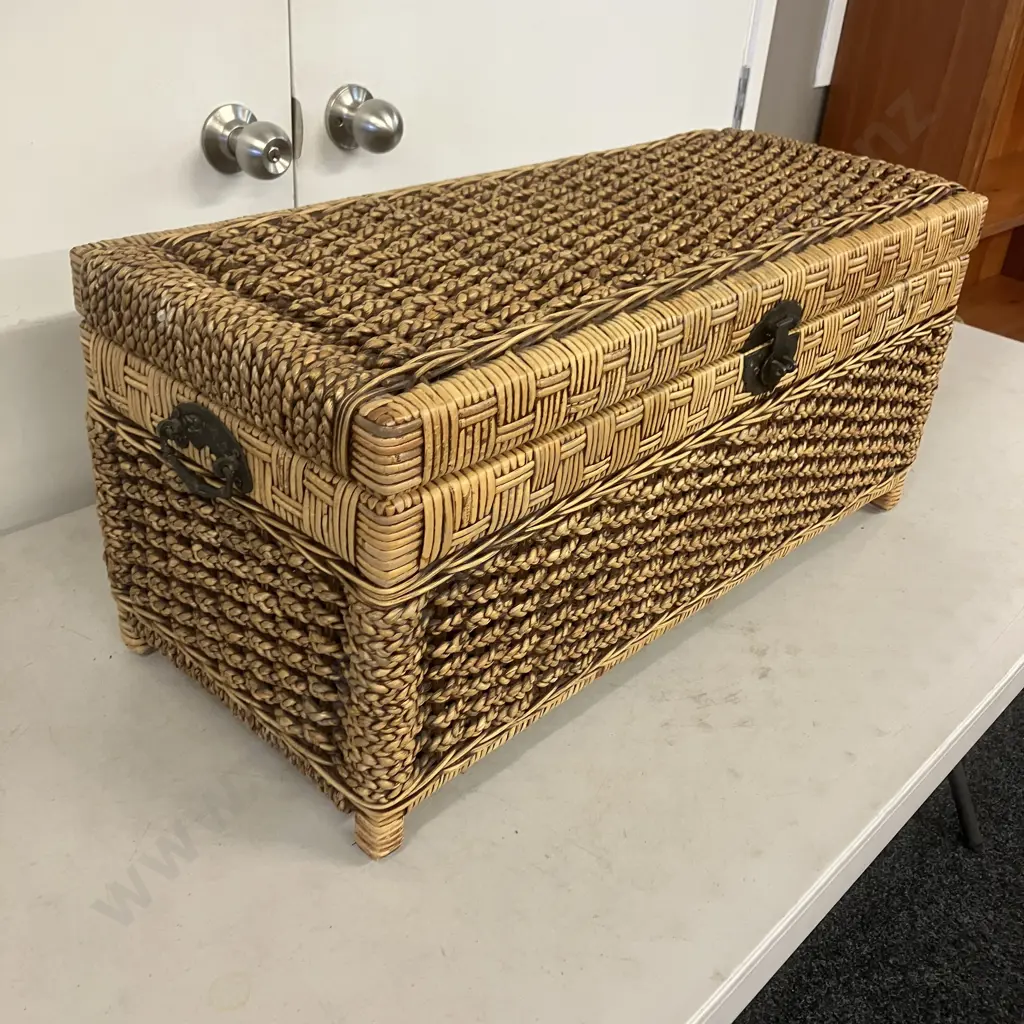 Woven Rattan & Water Hyacinth Storage Chest. H33 W74 D32.5cm Image 1++