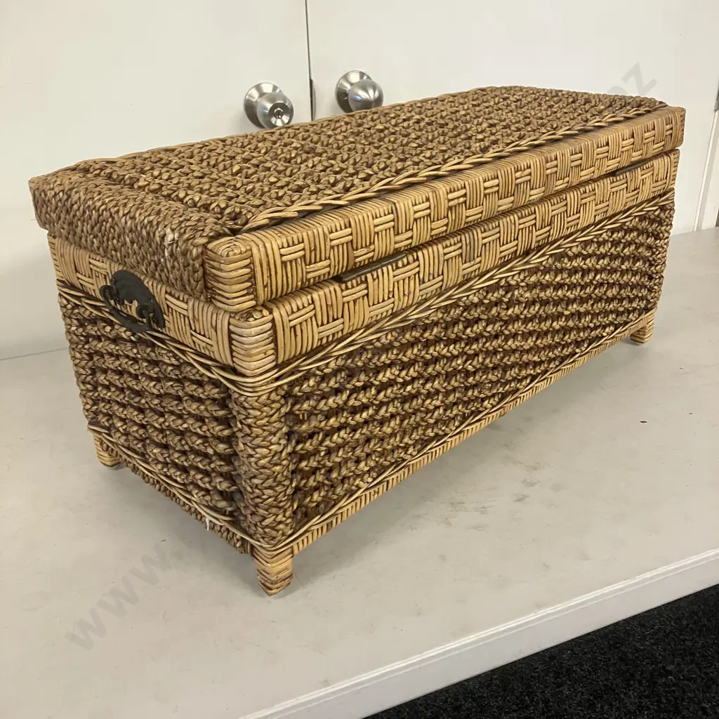 Woven Rattan & Water Hyacinth Storage Chest. H33 W74 D32.5cm Image 1++