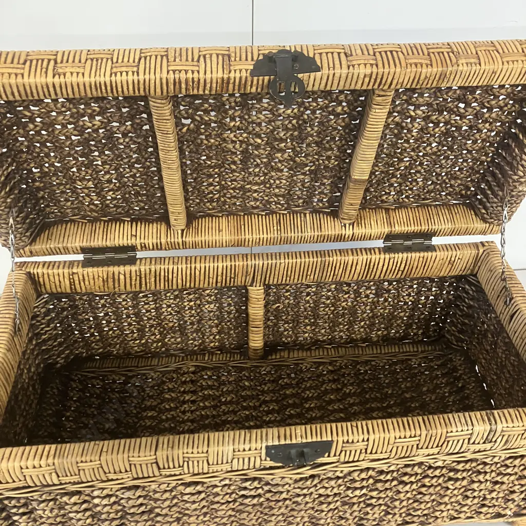 Woven Rattan & Water Hyacinth Storage Chest. H33 W74 D32.5cm Image 1++