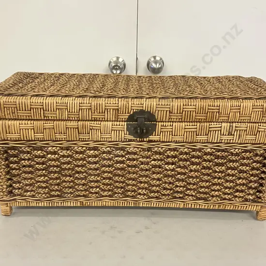 Woven Rattan & Water Hyacinth Storage Chest. H33 W74 D32.5cm