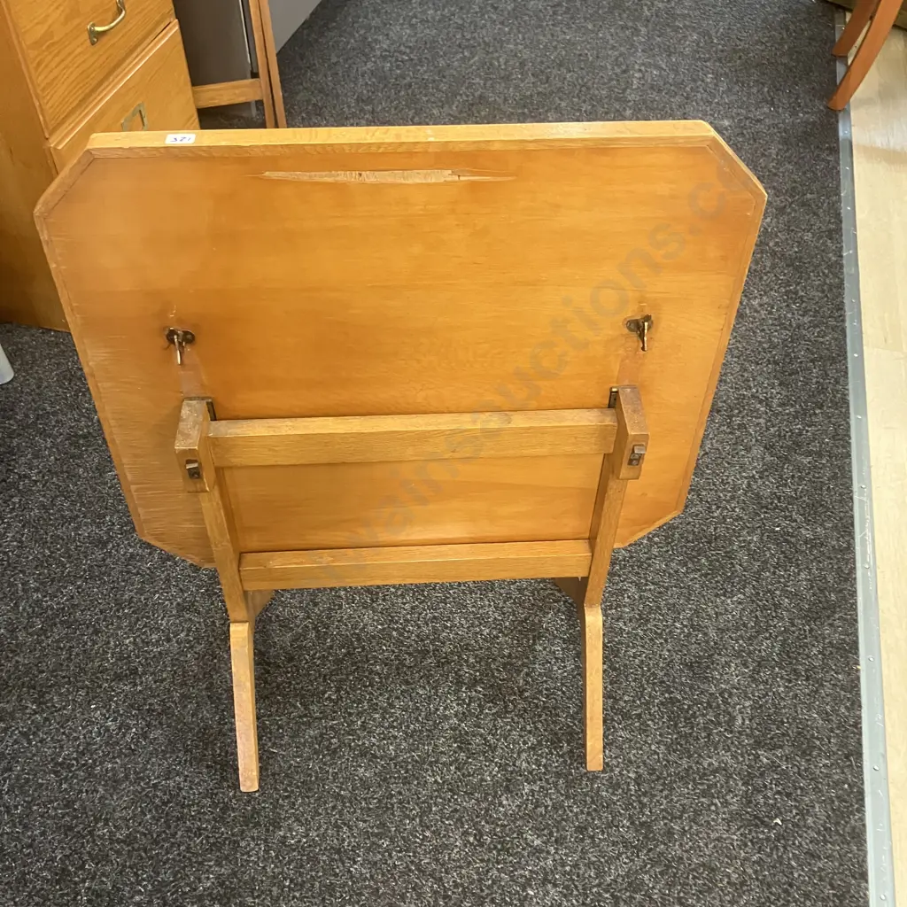Art Deco Oak Side Table With Hinged Tilting Top. H52 W62 D53cm Image 1++