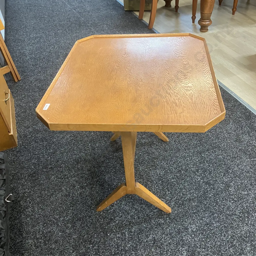 Art Deco Oak Side Table With Hinged Tilting Top. H52 W62 D53cm Image 1++