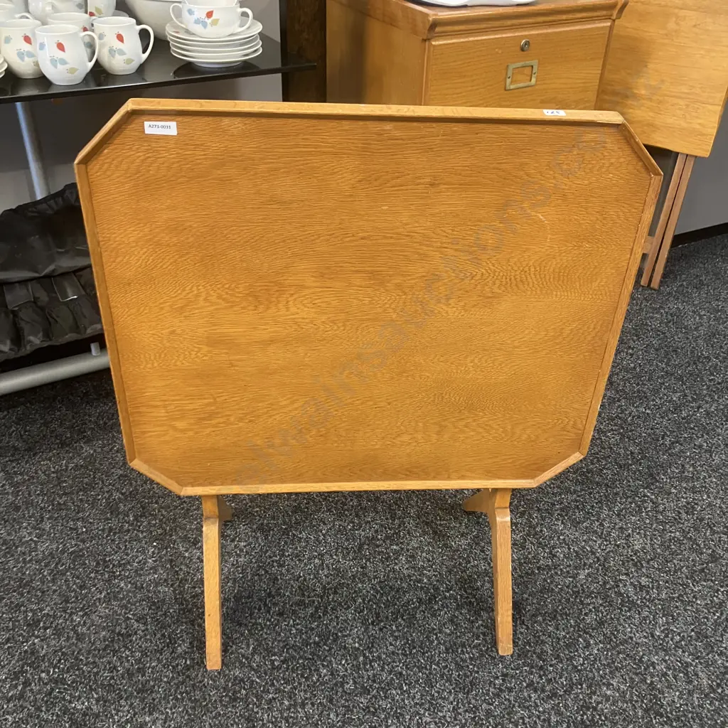 Art Deco Oak Side Table With Hinged Tilting Top. H52 W62 D53cm Image 1++