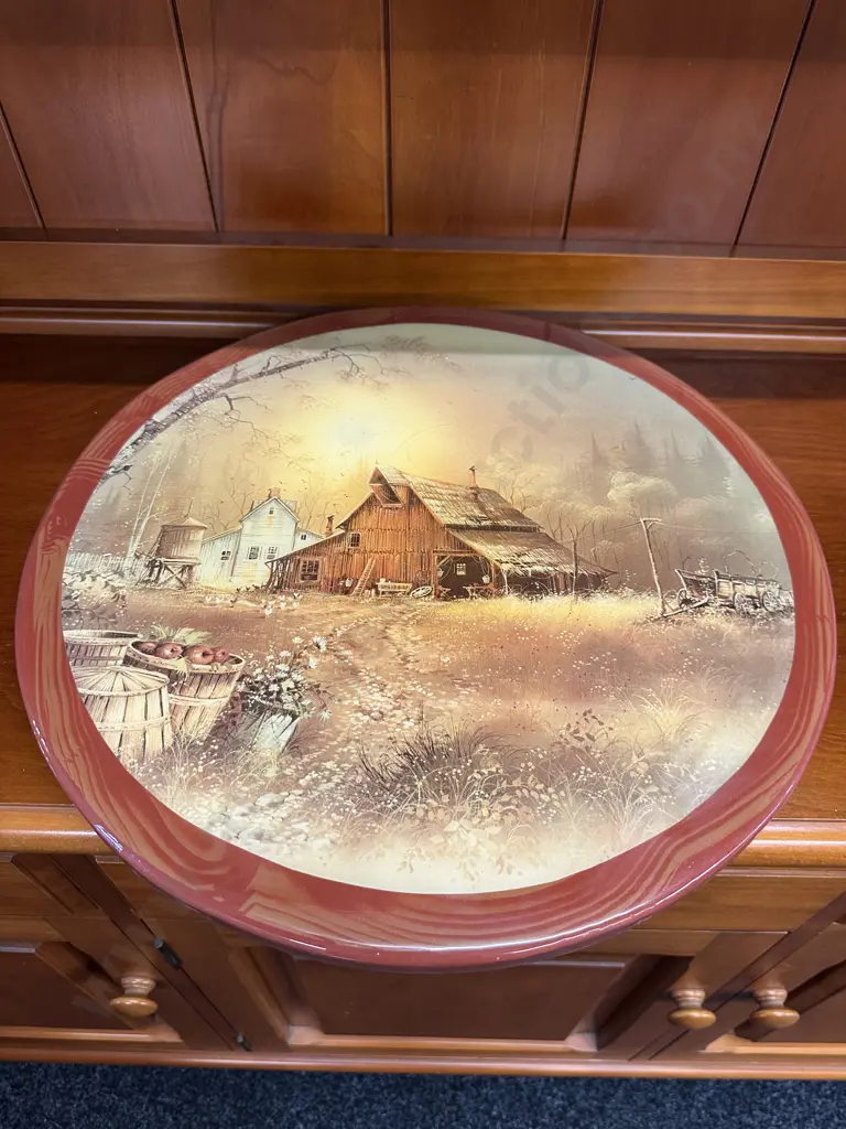 Decorative Vintage Lazy Susan Rural Scene Dia45cm. Image 1++
