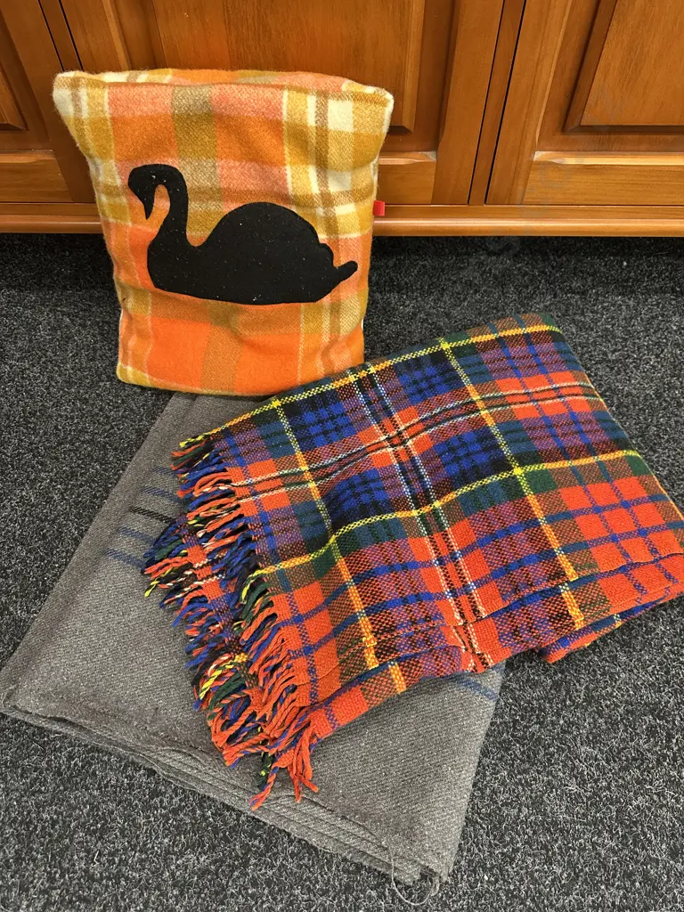 Vintage Travel Rug, Grey Blanket & Woollen Cushion  Image 1++