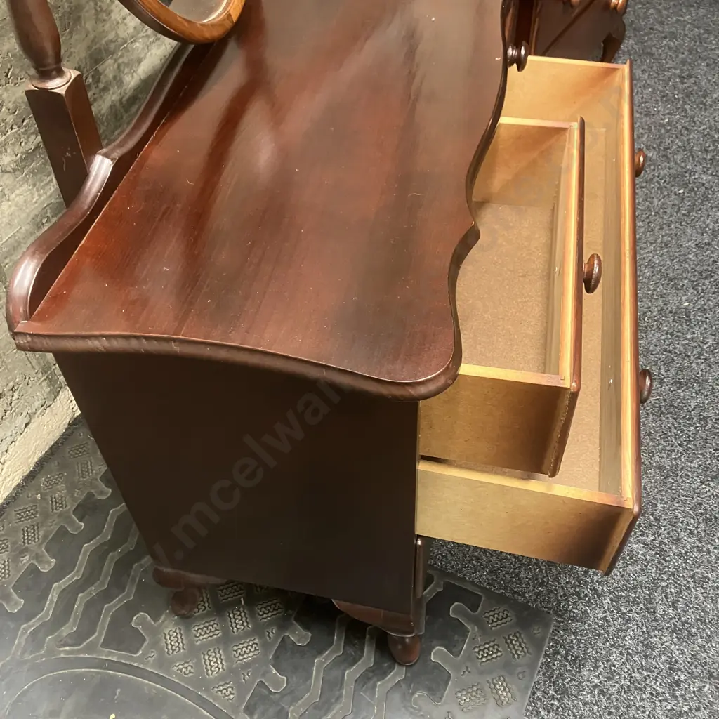Solid Wood 3 Piece Bedroom Suite, Cabriole Legs, Single Size Headboard Image 1++