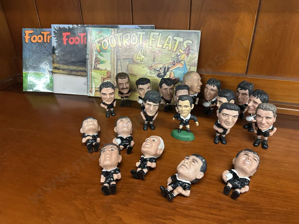 Selection Of Vintage All Black Rugby Figurines & Footroot Flats Books Image 1++