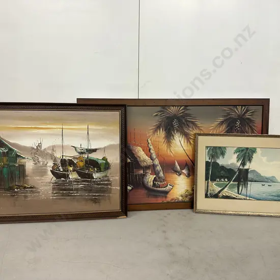 Vintage Assorted Artwork Boat Scenes