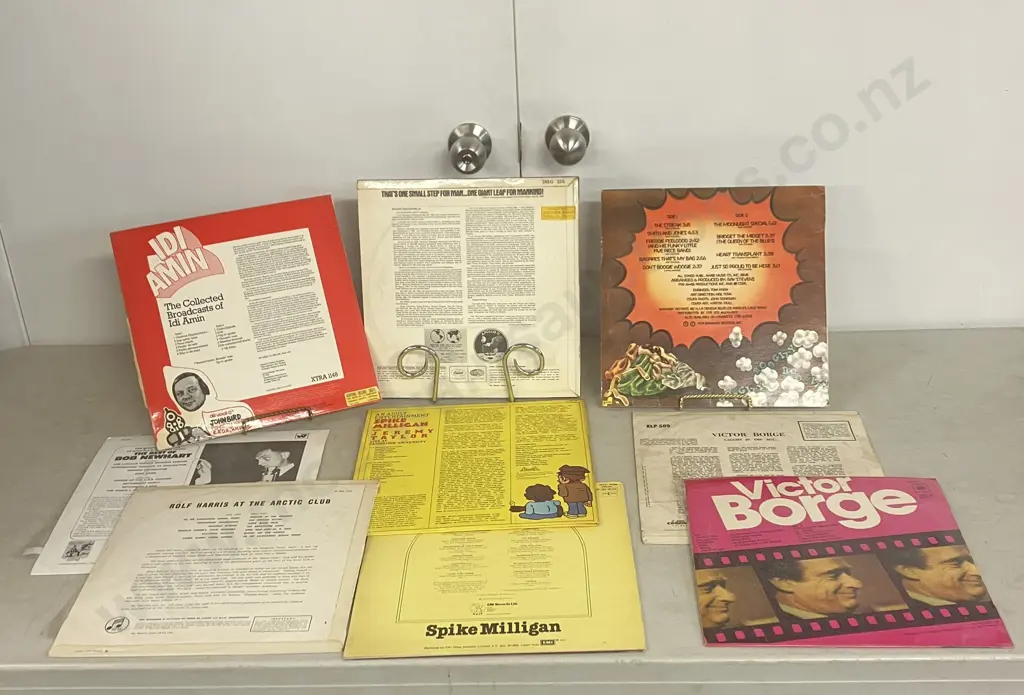 Lot of 9 LPs - Ray Stevens Boogity Boogity, Apollo 11 We Have Landed On The Moon, Idi Amin Broadcasts, Bob Newhart Etc Image 1++