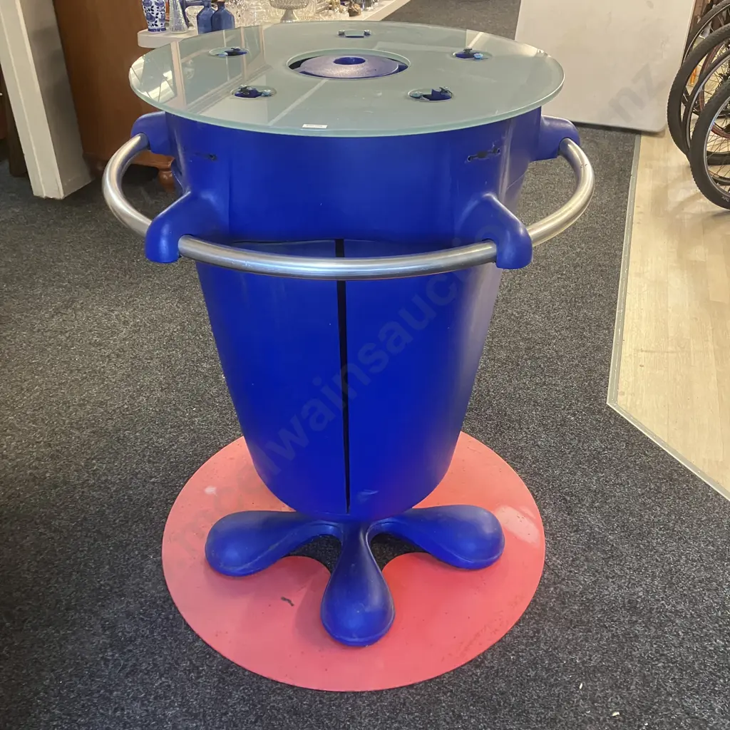 Vintage "Instant Kiwi" Scratchie Stand - Steel / Plastic With Stainless Steel Rail & Frosted Glass Top, 105 x 85cm Image 1++