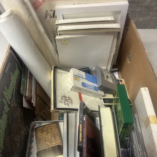 Box Lot Assorted Stationery Items Etc