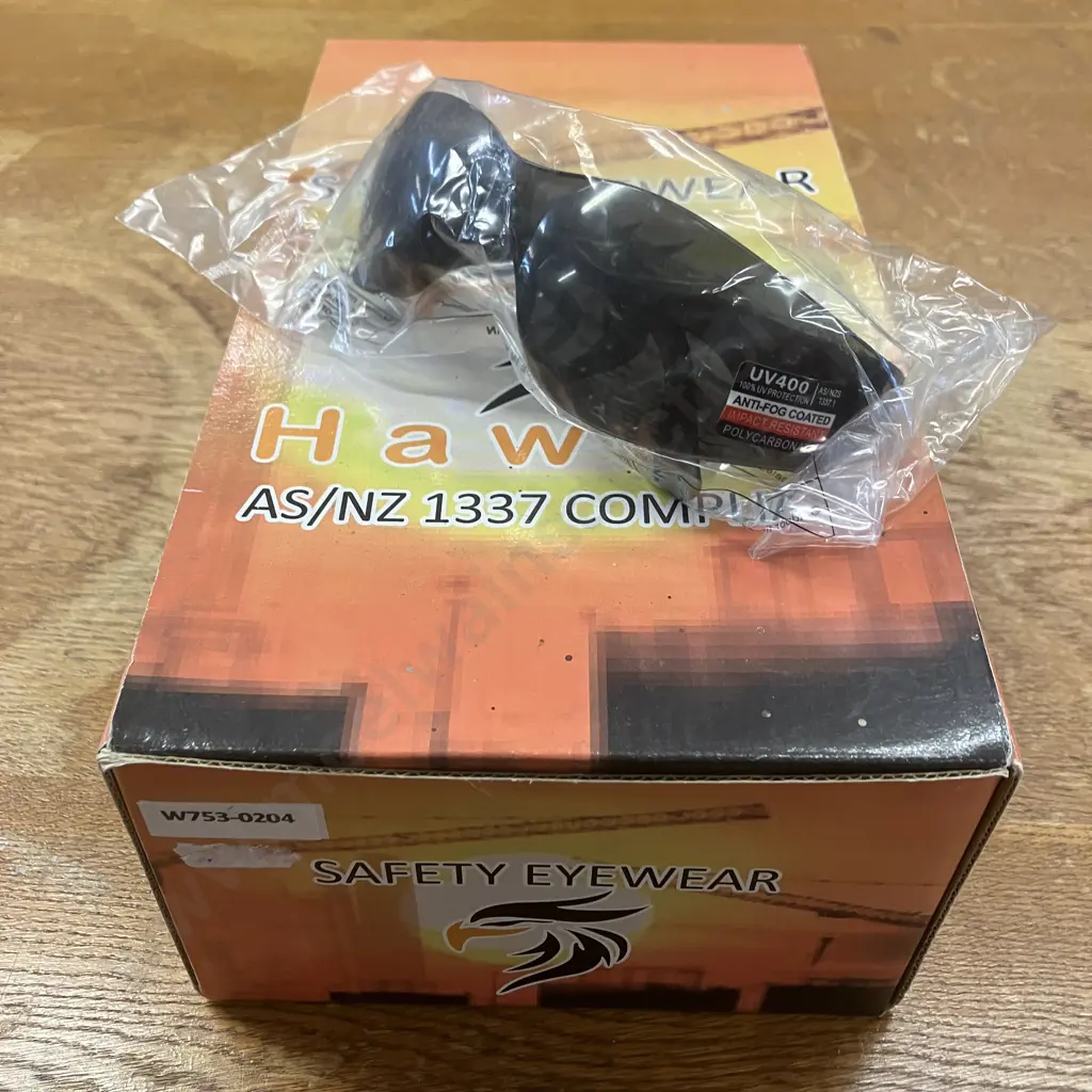Box of 9 New Hawk-i-T-Hawk Smoke Lens Safety Glasses Image 1++