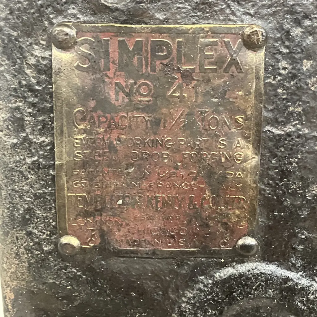 Vintage Simplex No. 41 TKO Railroad Jack 1.1/2 Tons - Templeton Kenly & Co Chicago Image 1++
