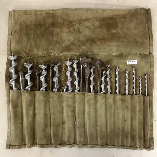 Vintage 14 Piece IRWIN (USA) Augers in Canvas Roll Bag With Assorted Other Irwin & Sheffield Augers