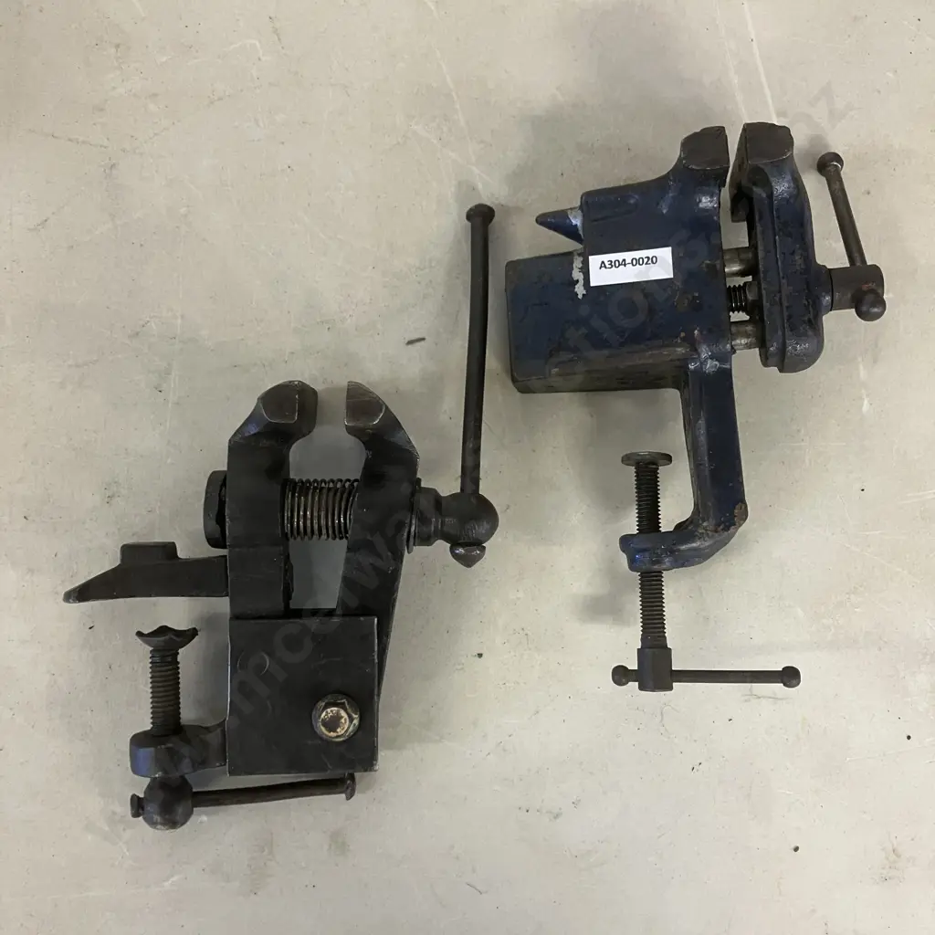 Vintage Mini Jewellers / Gunsmith Vise With Anvil Pad. 14 x 15cm & Small Clamp On Table Vise. 16 x 12cm Image 1++