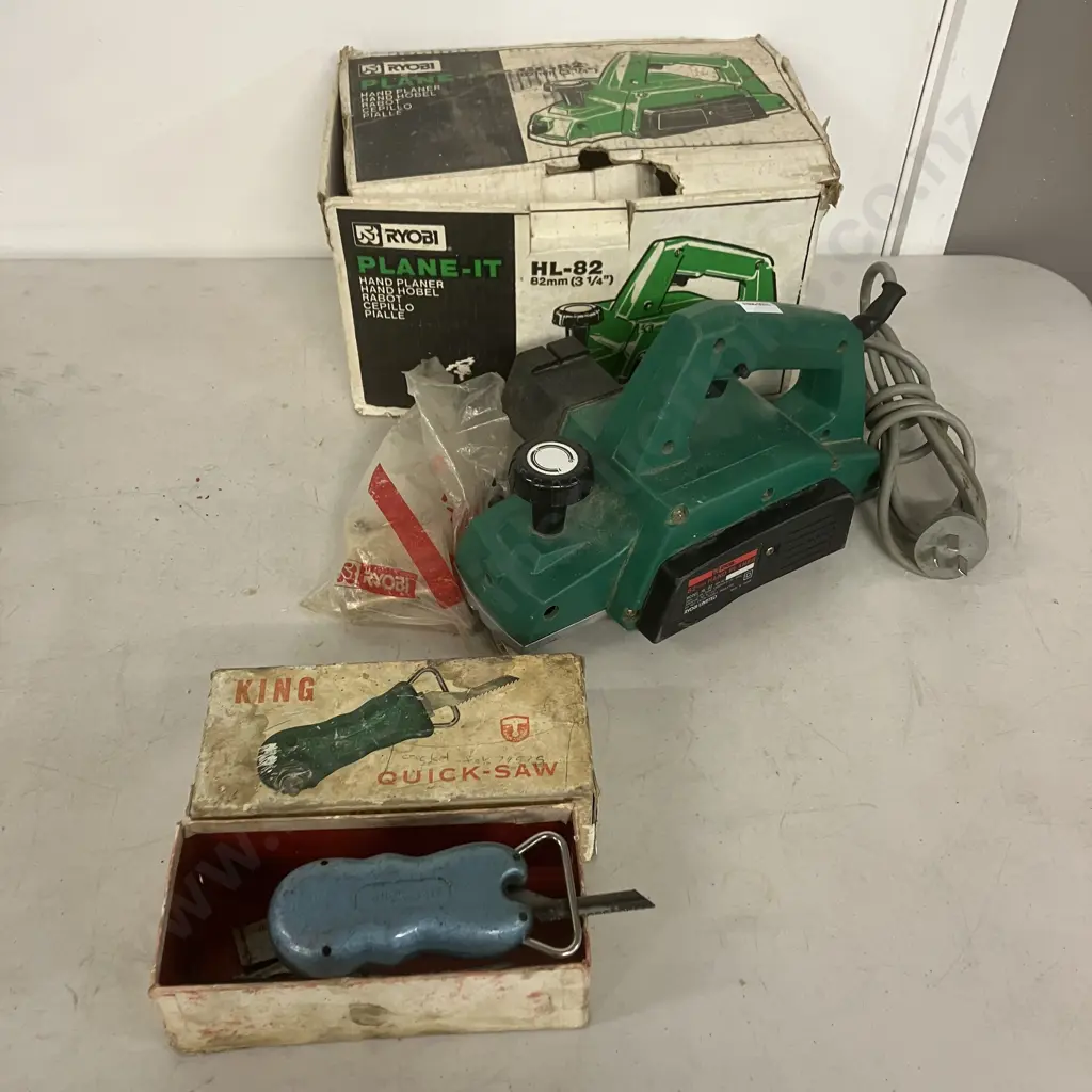 Ryobi Plane-It 82mm Hand Planer Model HL-82 & Vintage King Quick-Saw In Original Boxes Image 1++