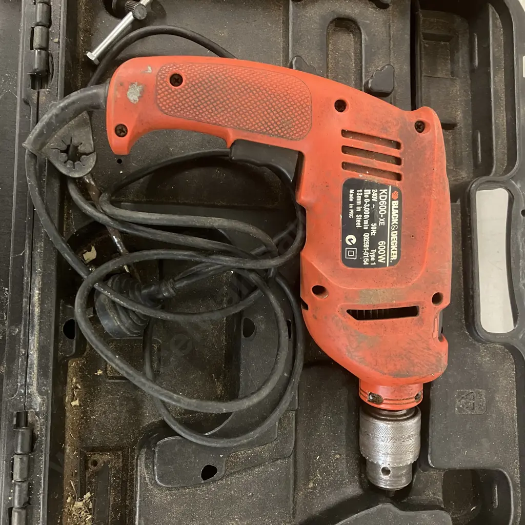 Black & Decker 600W Hammer Drill In Case KD600-XE & Haakon 110W Buffer Polisher Image 1++