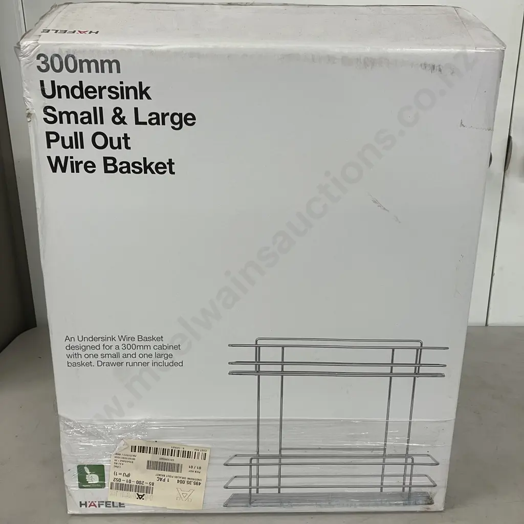 Hafele 300mm Undersink Small & Large Pull Out Wire Basket, Boxed Image 1++