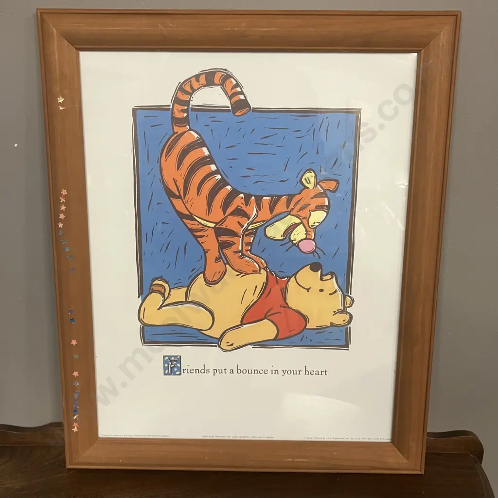 Winnie The Pooh & Tigger "Friends Put a Bounce In Your Heart" Framed Art Print. 58 x 48cm Image 1++