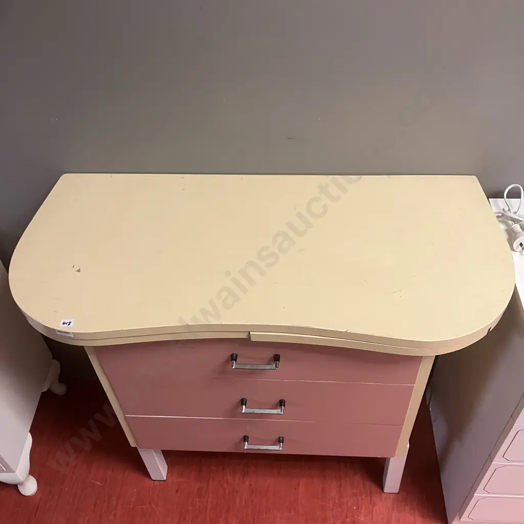 Vintage 3 Drawer Dressing Table Top - On Oversize Base (Unsaleable Donated) Image 1++