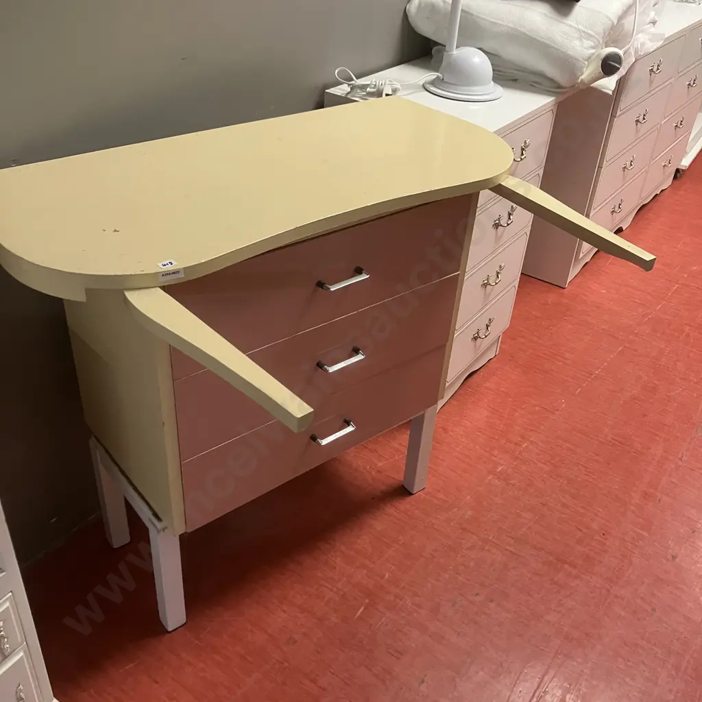 Vintage 3 Drawer Dressing Table Top - On Oversize Base (Unsaleable Donated) Image 1++