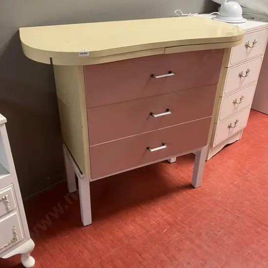 Vintage 3 Drawer Dressing Table Top - On Oversize Base (Unsaleable Donated)