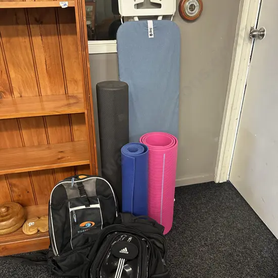 Suzy Ironing Board, Excercise Mats, Adidas Backpack Etc