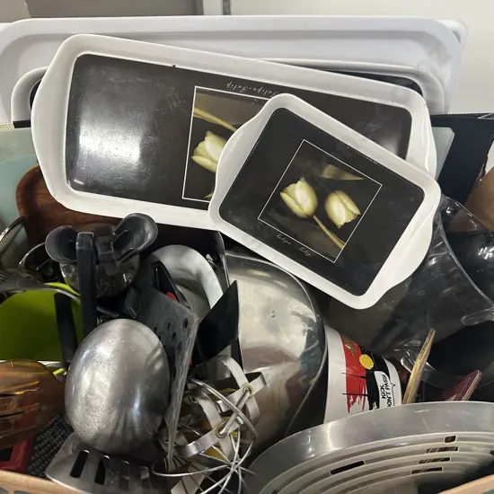 Kitchen Utensils, Plastic Trays, Mixing Bowls Etc