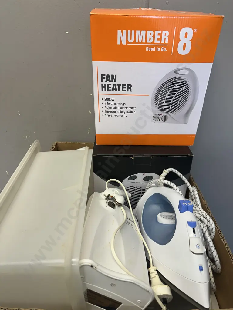 Selection Of Appliances Including Fan Heaters, Iron, Can Opener Etc Image 1++