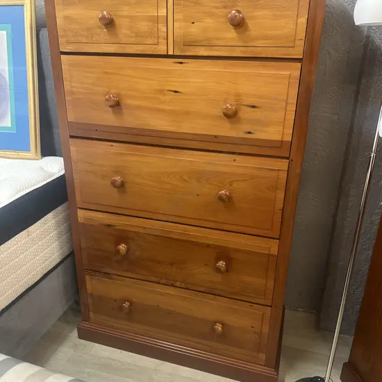 New Zealand Ancient Kauri 6 Drawer Scotch Chest With COA. Ancient Kauri Kingdom Ltd, Northland. H146 W90 D43cm