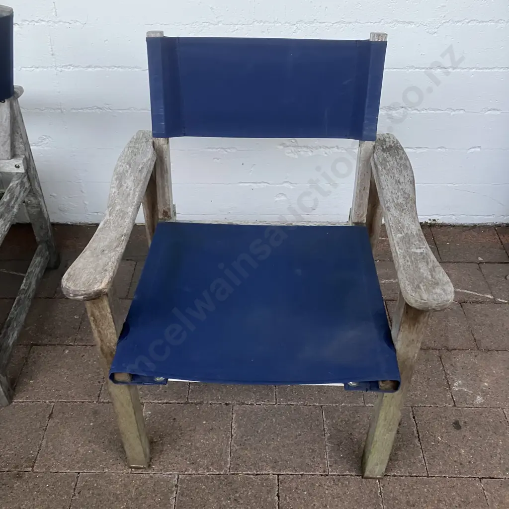 8 Seater Outdoor Dining Set, Square 150 x 150cm Table, Blue Canvas Chairs Image 1++
